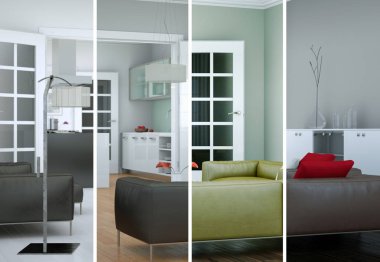 Bölünmüş renk değişimleri modern loft iç tasarım