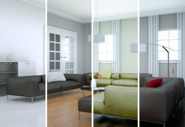 Bölünmüş renk değişimleri modern loft iç tasarım