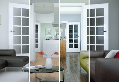 Bölünmüş renk değişimleri modern loft iç tasarım