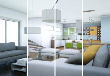 Bölünmüş renk değişimleri modern loft iç tasarım