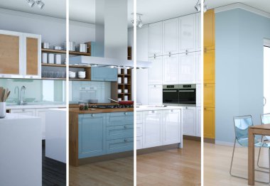 Güzel bir tasarım ile modern bir mutfak bölünmüş renk varyasyonları