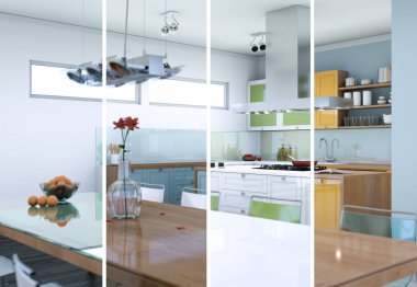 Güzel bir tasarım ile modern bir mutfak bölünmüş renk varyasyonları