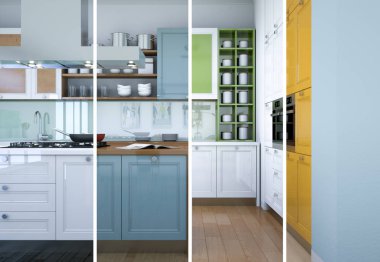 Güzel bir tasarım ile modern bir mutfak bölünmüş renk varyasyonları