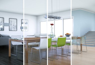 Bölünmüş renk değişimleri modern loft iç tasarım