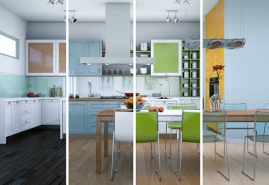 Bölünmüş renk değişimleri modern loft iç tasarım