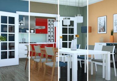 Bölünmüş renk değişimleri modern loft iç tasarım