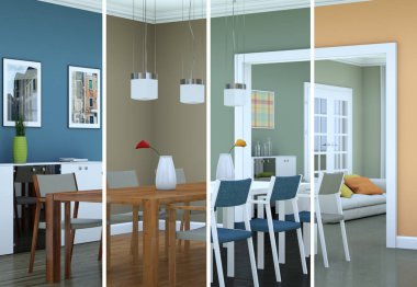 Bölünmüş renk değişimleri modern loft iç tasarım