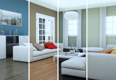 Bölünmüş renk değişimleri modern loft iç tasarım