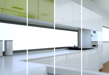 Güzel bir tasarım ile modern bir mutfak bölünmüş renk varyasyonları