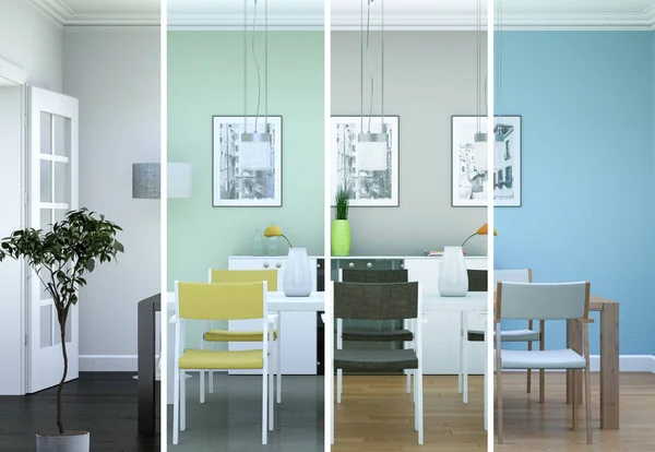 Rozdělený barevné variace desingu interiéru moderní loft — Stock fotografie
