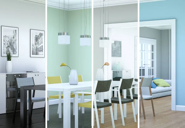 Rozdělený barevné variace desingu interiéru moderní loft — Stock fotografie