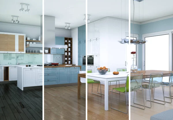 Variasi warna terpisah dari desain interior loft modern — Stok Foto