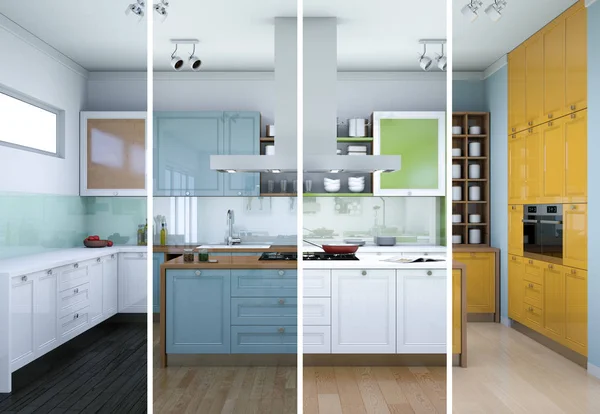 Güzel bir tasarım ile modern bir mutfak bölünmüş renk varyasyonları