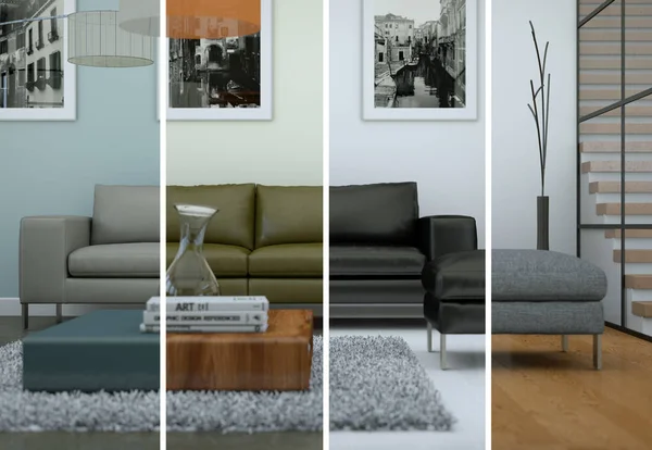 A modern loft belsőépítészet osztott színváltozatok — Stock Fotó