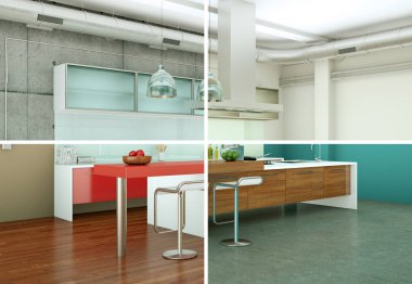 Güzel bir tasarım ile modern bir mutfak bölünmüş renk varyasyonları