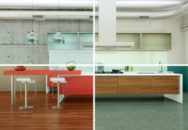 Güzel bir tasarım ile modern bir mutfak bölünmüş renk varyasyonları