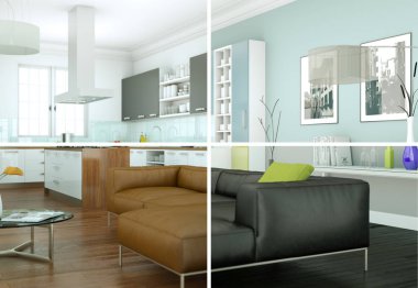 Bölünmüş renk değişimleri modern loft iç tasarım