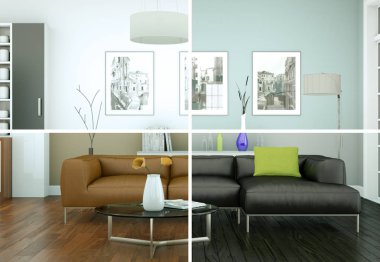 Bölünmüş renk değişimleri modern loft iç tasarım