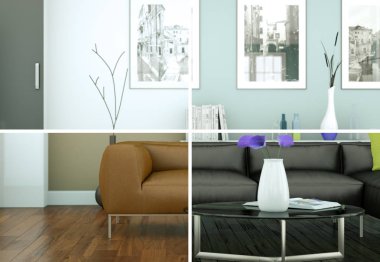 Bölünmüş renk değişimleri modern loft iç tasarım