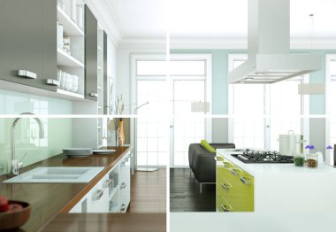 Bölünmüş renk değişimleri modern loft iç tasarım