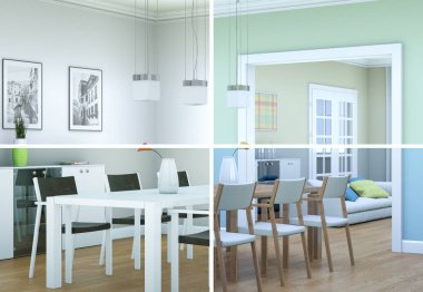 Bölünmüş renk değişimleri modern loft iç tasarım