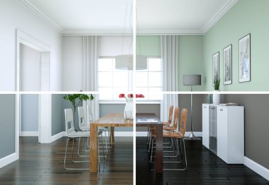 Bölünmüş renk değişimleri modern loft iç tasarım