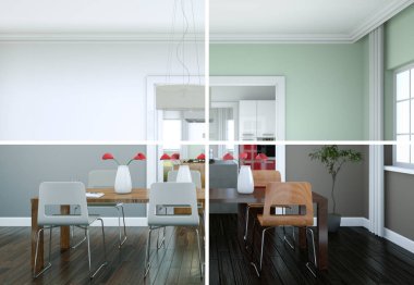 Bölünmüş renk değişimleri modern loft iç tasarım