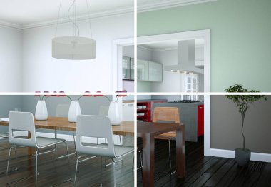 Bölünmüş renk değişimleri modern loft iç tasarım