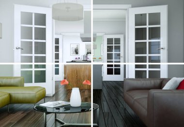 Bölünmüş renk değişimleri modern loft iç tasarım