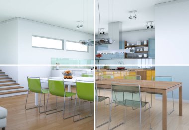 Bölünmüş renk değişimleri modern loft iç tasarım