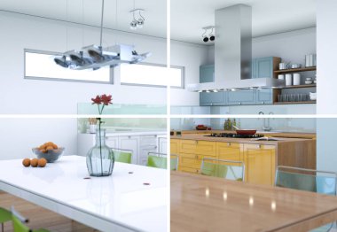 Bölünmüş renk değişimleri modern loft iç tasarım