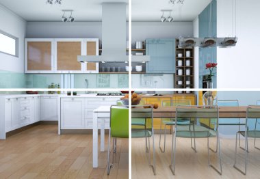 Bölünmüş renk değişimleri modern loft iç tasarım