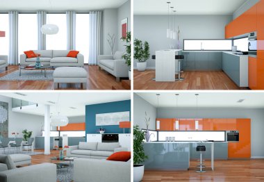 Modern iç çatı tasarım dört kez bakıldı