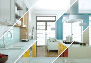 Bölünmüş renk değişimleri modern loft iç tasarım