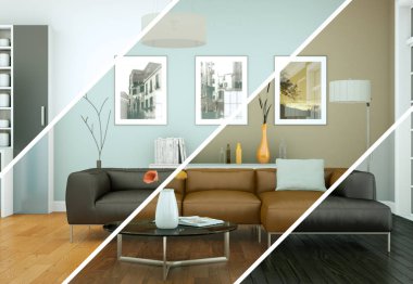 Bölünmüş renk değişimleri modern loft iç tasarım