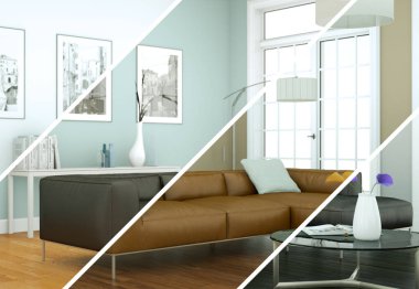 Bölünmüş renk değişimleri modern loft iç tasarım