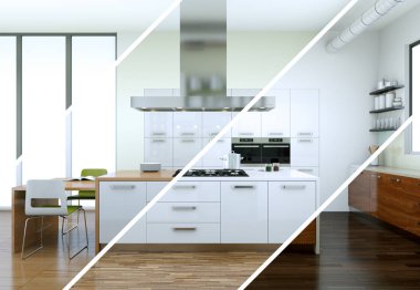 Güzel bir tasarım ile modern bir mutfak bölünmüş renk varyasyonları