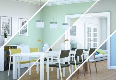 Bölünmüş renk değişimleri modern loft iç tasarım