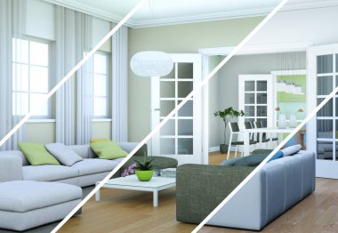 Bölünmüş renk değişimleri modern loft iç tasarım