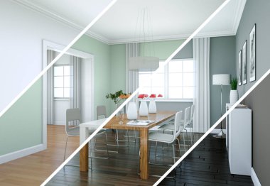 Bölünmüş renk değişimleri modern loft iç tasarım