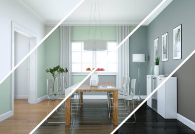 Bölünmüş renk değişimleri modern loft iç tasarım