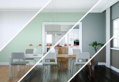 Bölünmüş renk değişimleri modern loft iç tasarım