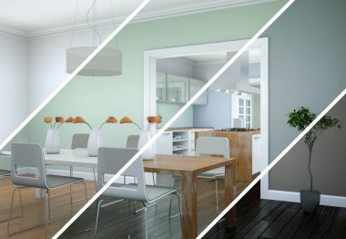 Bölünmüş renk değişimleri modern loft iç tasarım