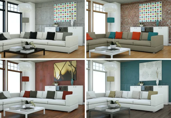 Dört renk varyasyonları modern iç çatı tasarım