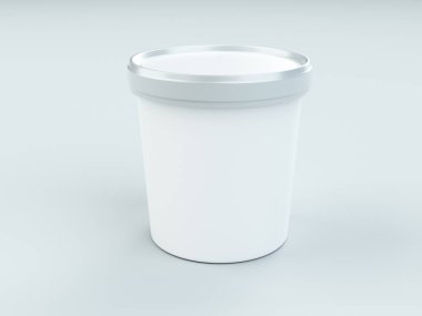beyaz kağıt kutu dondurma ve yoğurt mockup gümüş kapaklı