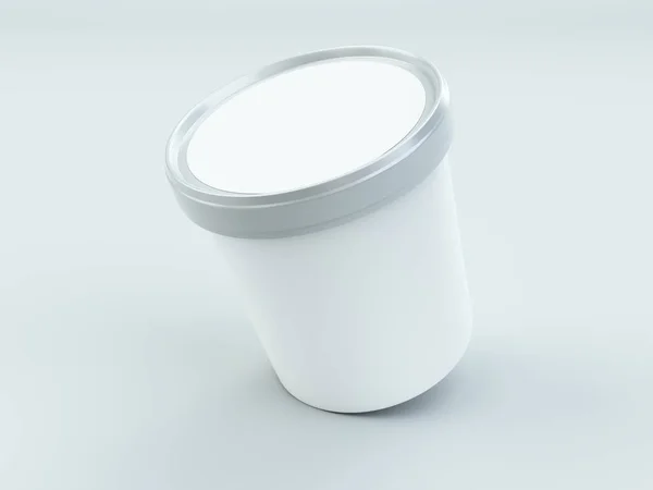 beyaz kağıt kutu dondurma ve yoğurt mockup gümüş kapaklı