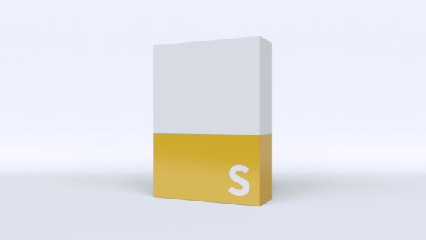 Анимация трех размеров коробок на белом фоне — стоковое видео