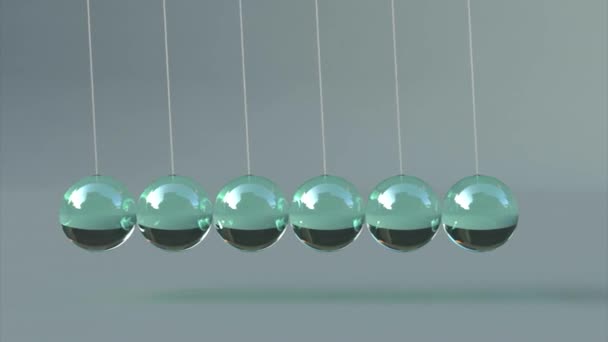 Animation of glas newtons cradle — Stock Video