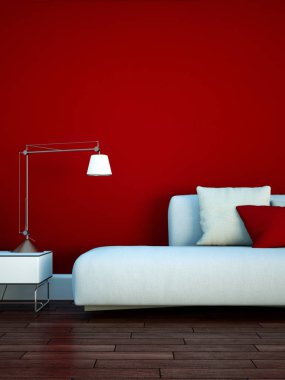 İç tasarım modern parlak oda beyaz kanepe