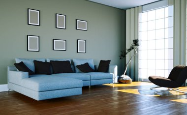 İç tasarım modern parlak oda kanepe